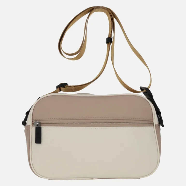 Bolsos bandolera bicolor en tejido beige y taupe de Torrens