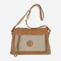 Bolsos bandolera Carmela en combinado de piel y tejido