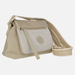 Bolsos bandolera Carmela en combinado de piel y tejido