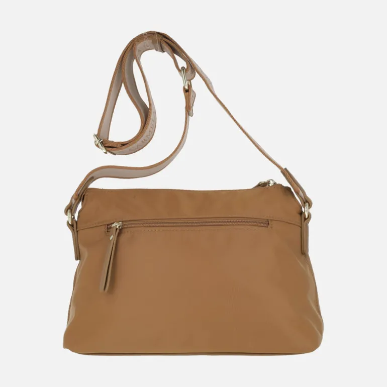 Bolsos bandolera Carmela en combinado de piel y tejido
