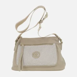 Bolsos bandolera Carmela en combinado de piel y tejido
