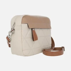 Bolsos bandolera de piel combinados en beige y camel