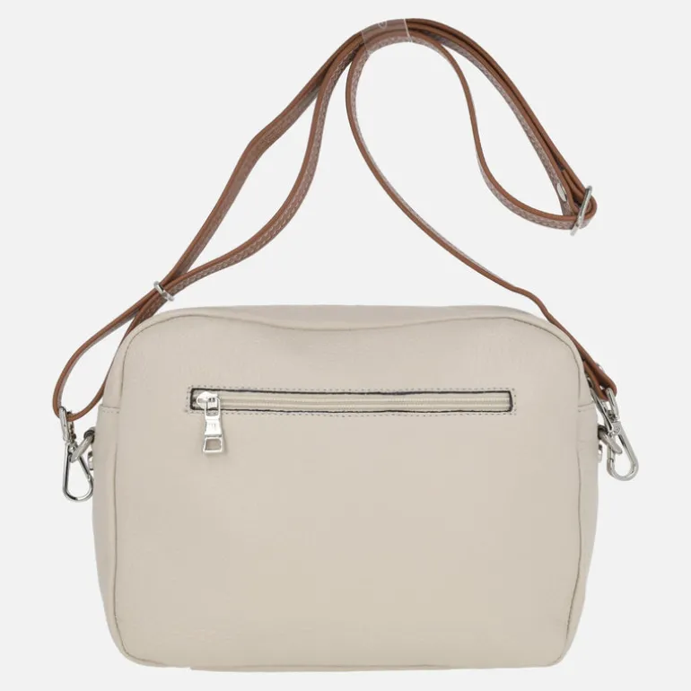 Bolsos bandolera de piel combinados en beige y camel