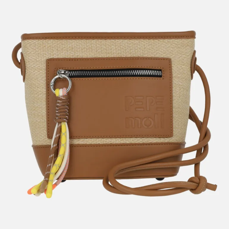 Bolsos bandolera en combinado rafia con adorno de cuerdas