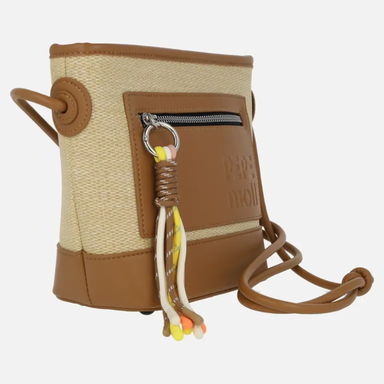Bolsos bandolera en combinado rafia con adorno de cuerdas