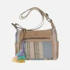 Bolsos bandolera en tejido multicolor con borlas de colores