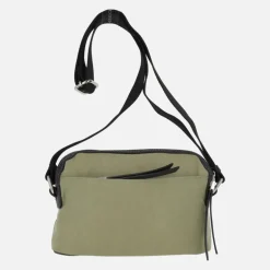 Bolsos bandolera en tejido verde kaki con detalles en negro