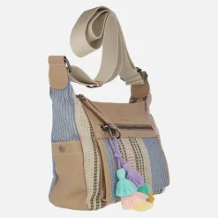 Bolsos bandolera en tejido multicolor con borlas de colores