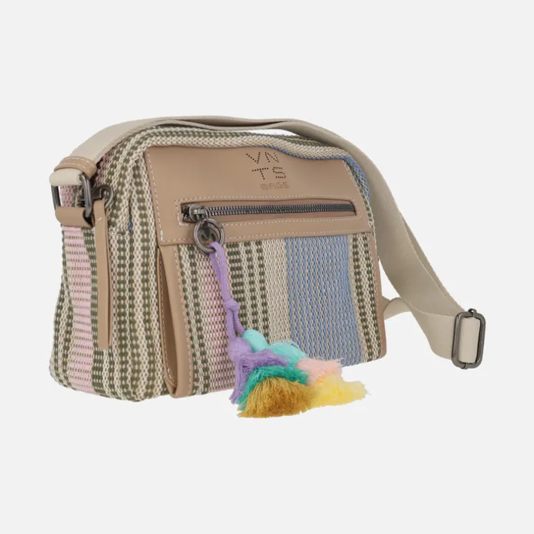 Bolsos bandolera en tejido multicolor con adorno