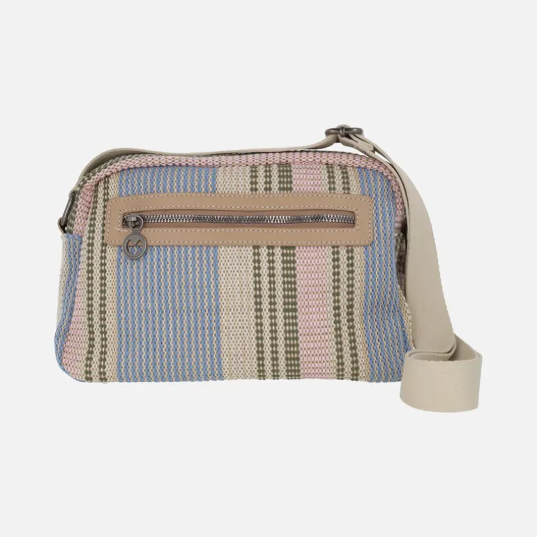 Bolsos bandolera en tejido multicolor con adorno