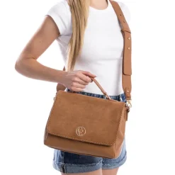 Bolsos bandolera multi material Carmela en combinado camel