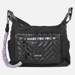 Bolsos bandolera Ventis en negro con detalles en malva