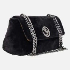 Bolsos con cadena metálica para mujer con aspecto pelo