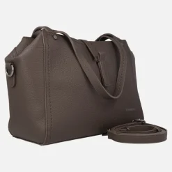 Bolsos de hombro en piel vegana marrón con bandolera extraíble