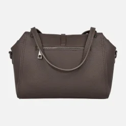 Bolsos de hombro en piel vegana marrón con bandolera extraíble