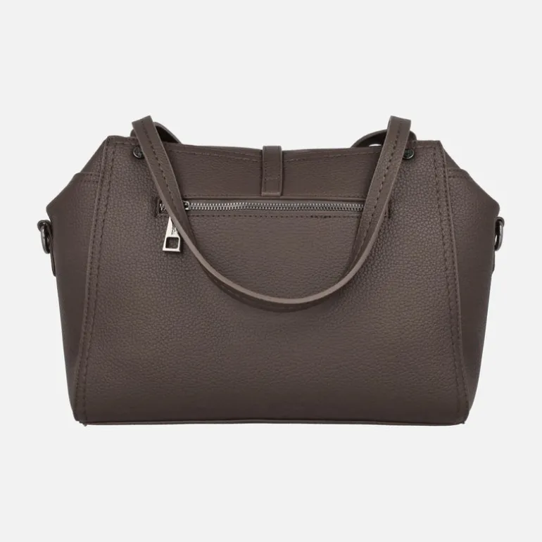 Bolsos de hombro en piel vegana marrón con bandolera extraíble