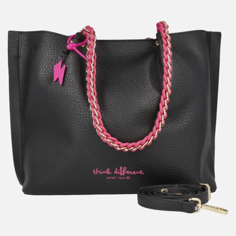 Bolsos de hombro estilo shopper en negro y fucsia Pepe Moll