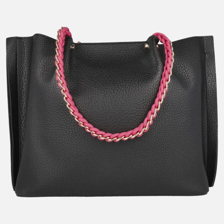 Bolsos de hombro estilo shopper en negro y fucsia Pepe Moll
