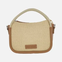 Bolsos de mano en combinado rafia con asa bandolera incluída