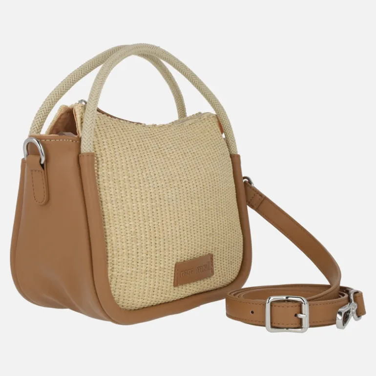 Bolsos de mano en combinado rafia con asa bandolera incluída