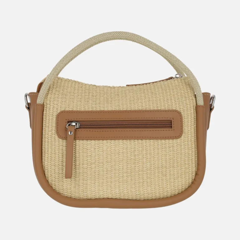 Bolsos de mano en combinado rafia con asa bandolera incluída