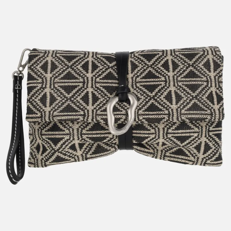 Bolsos de mano en tejido estampado con asa bandolera