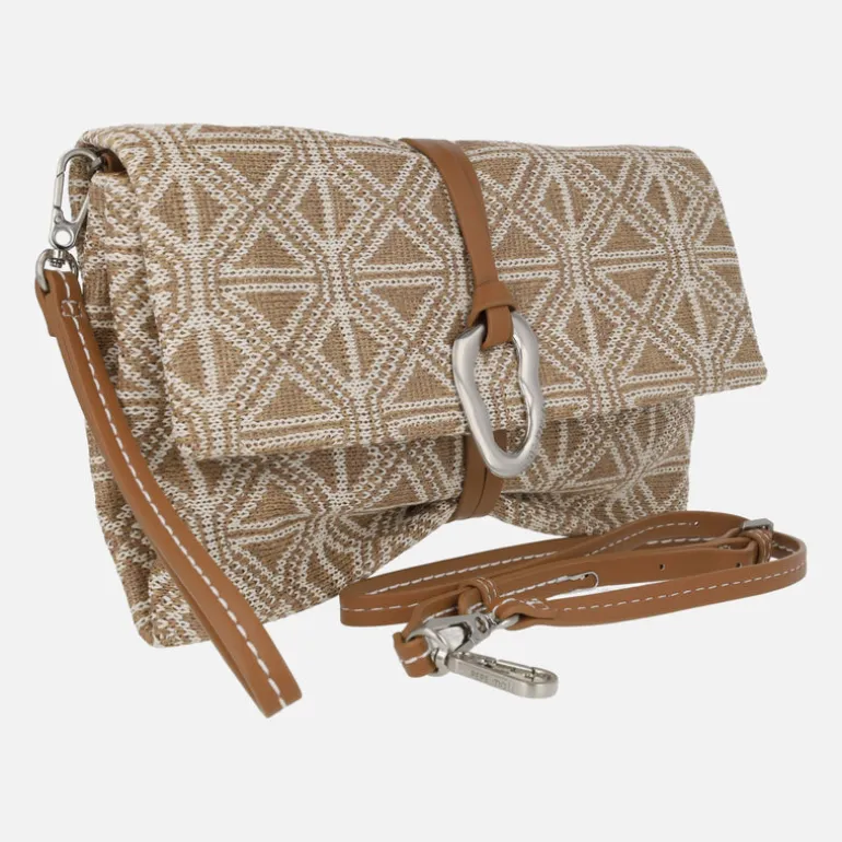 Bolsos de mano en tejido estampado con asa bandolera