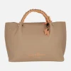 Bolsos de mano Pepe Moll en camel con detalles en naranja
