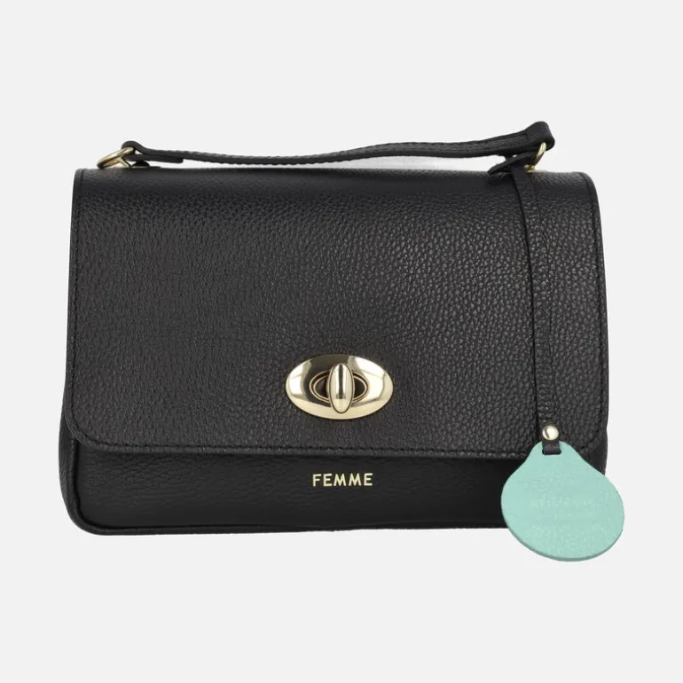 Bolsos de piel con tapa y cierre de broche Femme