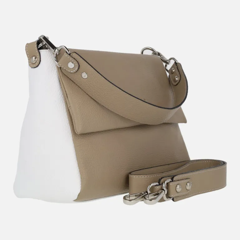 Bolsos de piel con tapa y asas intercambiables