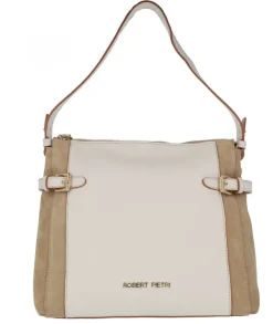 Bolsos de piel Robert pietri en combinado de ante camel y piel hielo