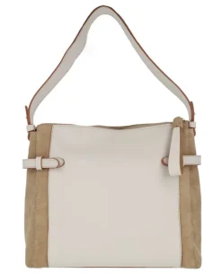 Bolsos de piel Robert pietri en combinado de ante camel y piel hielo