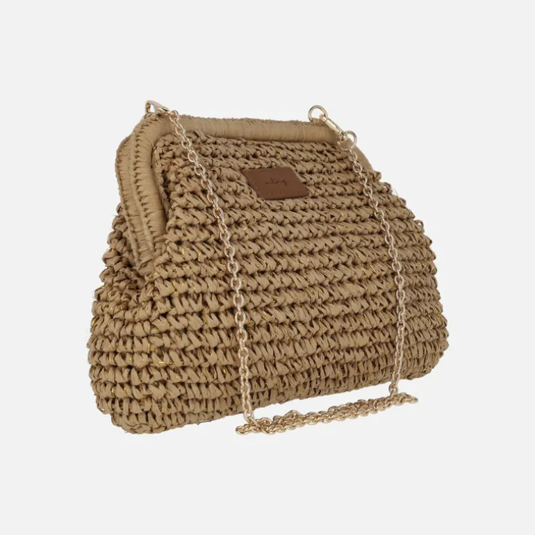 Bolsos de rafia con cadena Leva