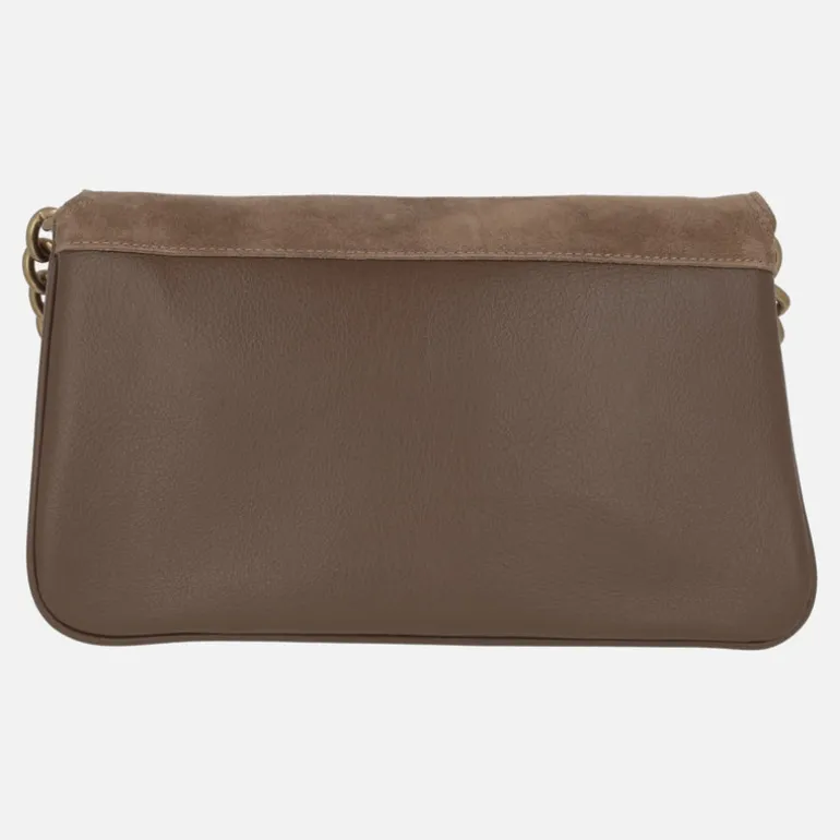 Bolsos de serraje Carmela con asa de cadena y bandolera