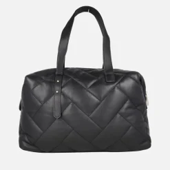 Bolsos estilo bowling en guateado negro con adorno de borlas
