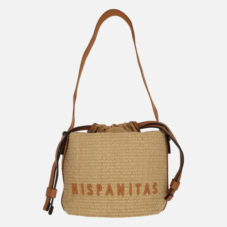 Bolsos Hispanitas estilo bombonera en combinado de rafia