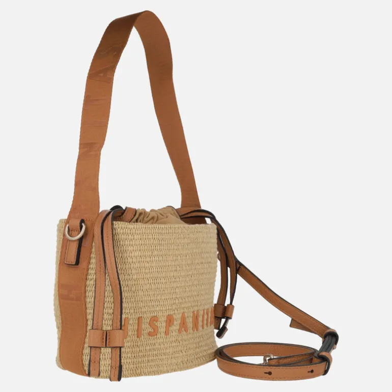 Bolsos Hispanitas estilo bombonera en combinado de rafia