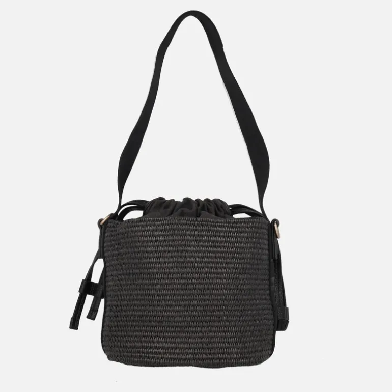 Bolsos Hispanitas estilo bombonera en combinado de rafia