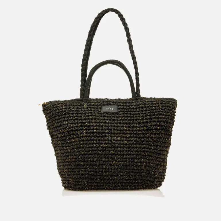 Bolsos Lewis en rafia color negro con destellos dorados