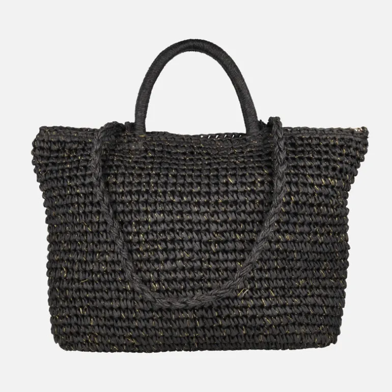 Bolsos Lewis en rafia color negro con destellos dorados
