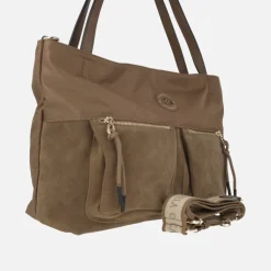 Bolsos multi posición combinados en tejido y serraje x Carmela