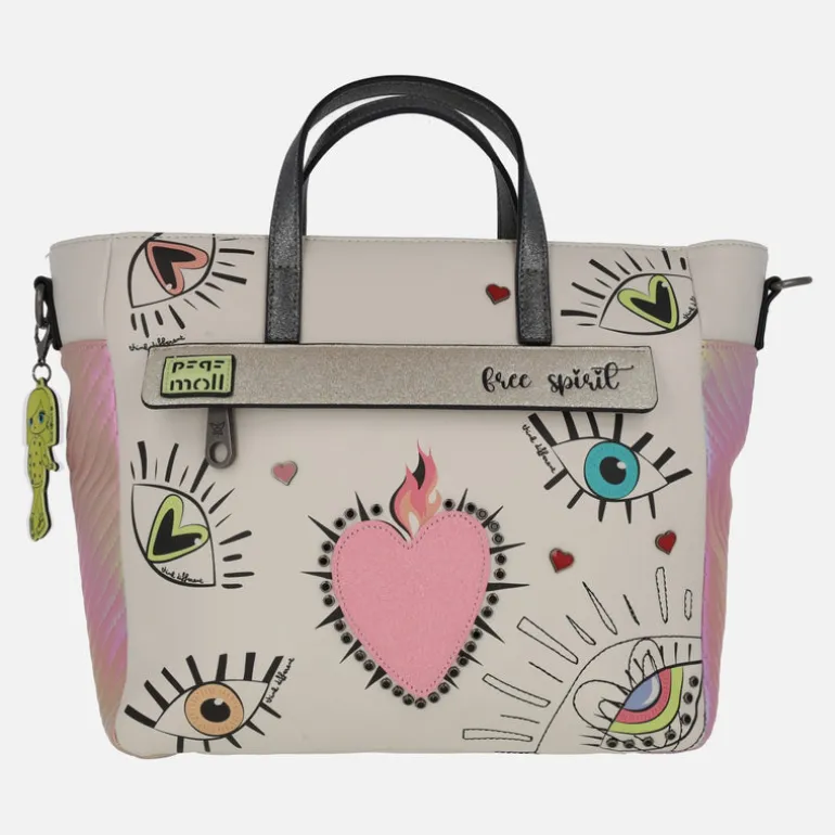 Bolsos multi posición con dibujos de ojos y corazón
