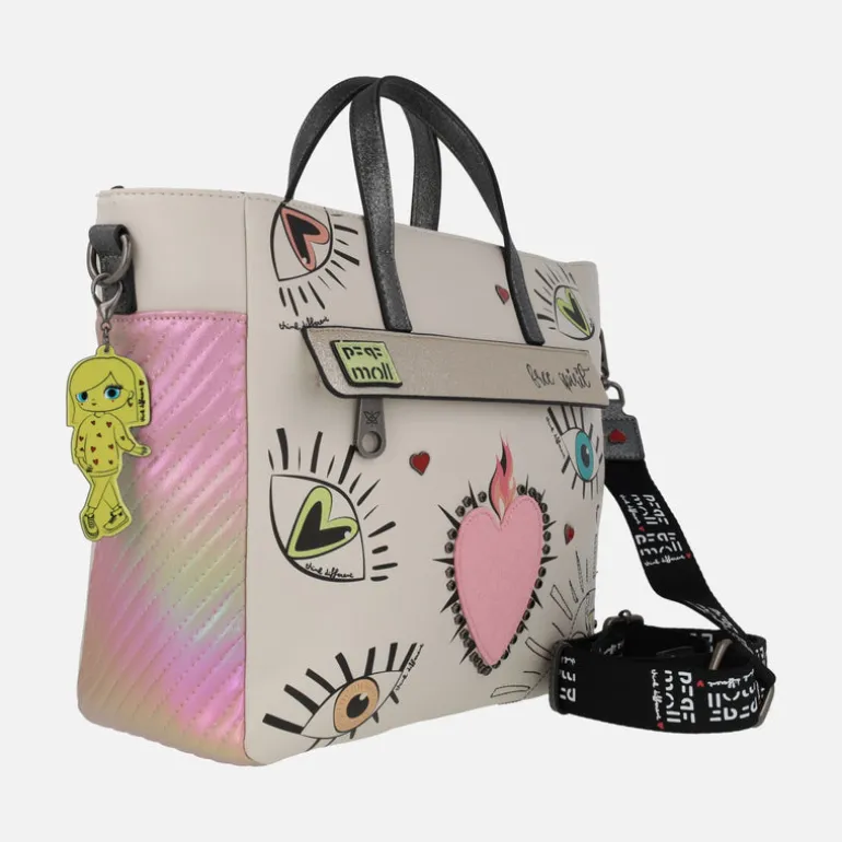 Bolsos multi posición con dibujos de ojos y corazón