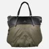 Bolsos para hombro en acolchado verde con detalles en negro