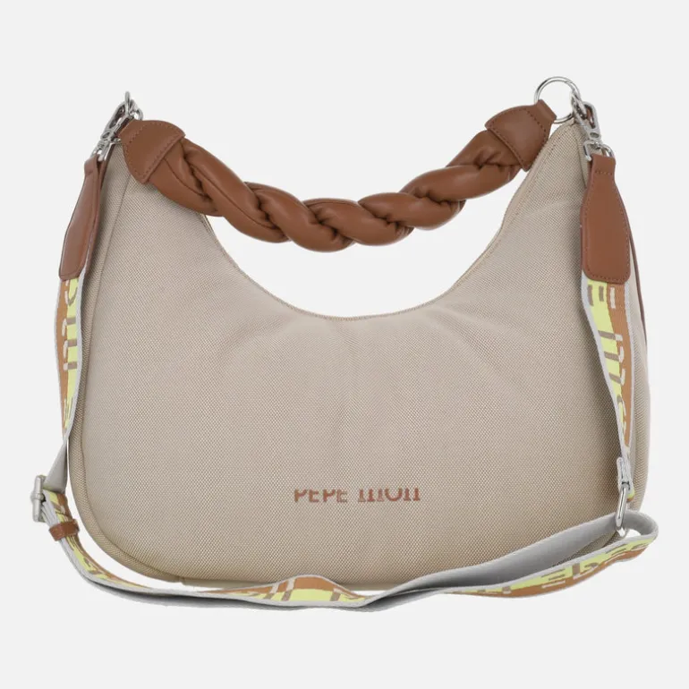 Bolsos para hombro en tejido con asa trenzada y bandolera
