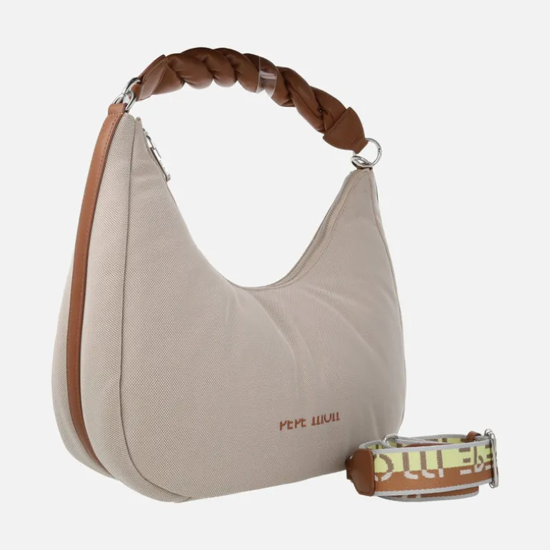 Bolsos para hombro en tejido con asa trenzada y bandolera
