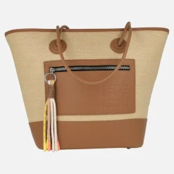 Bolsos Pepe moll estilo capazo en combinado rafia con adorno de cuerdas