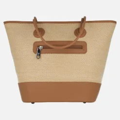 Bolsos Pepe moll estilo capazo en combinado rafia con adorno de cuerdas