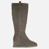 Botas altas Brora en serraje taupe con cuña