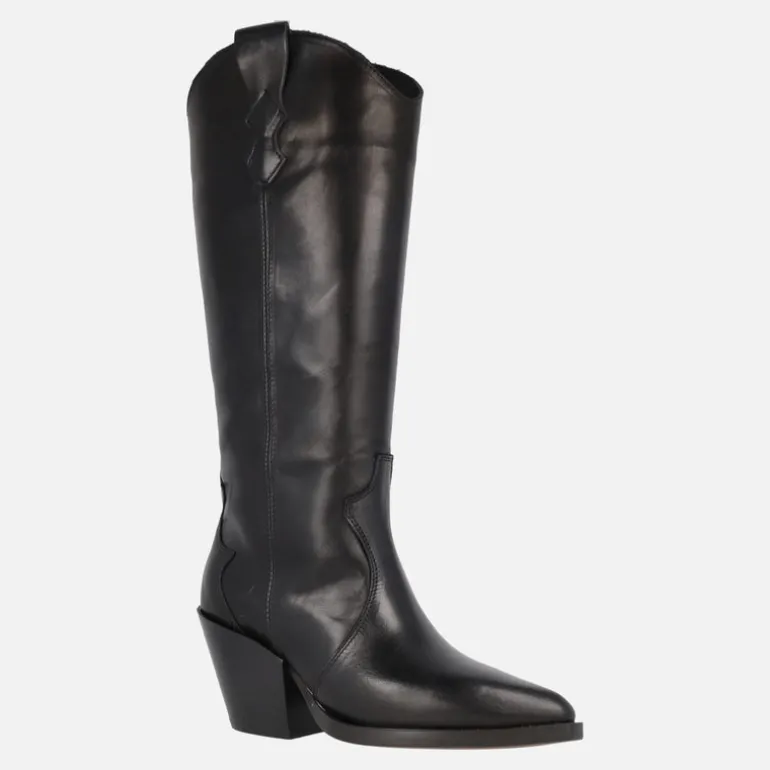 Botas altas cowboy en piel negra Vermont